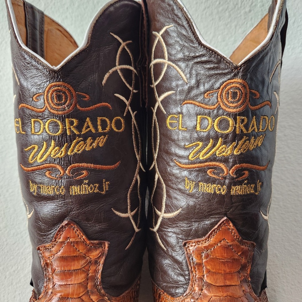 VTG El Dorado Python Western Cowboy Boots US 10.5 handmade León Mexico Muñoz - Picture 4 of 16